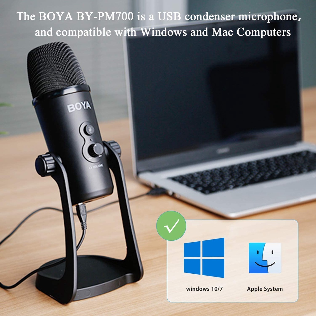 BOYA BY-PM700 - Mic Thu Âm Dành Cho Máy Tính cổng USB và Điện thoại cổng Type-C