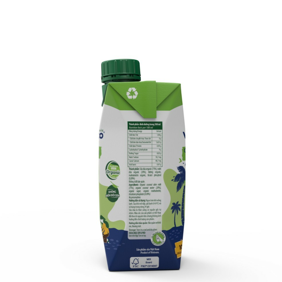 Sữa dừa Hữu Cơ Vietcoco hộp 330ml -  Organic Coconut Milk [ SDVO ] | BigBuy360 - bigbuy360.vn