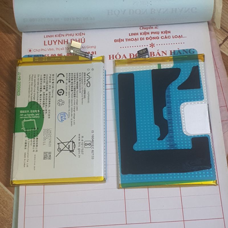 Pin vivo y19 B H9 4920mAh zin,pin baqe có bão hành bao test