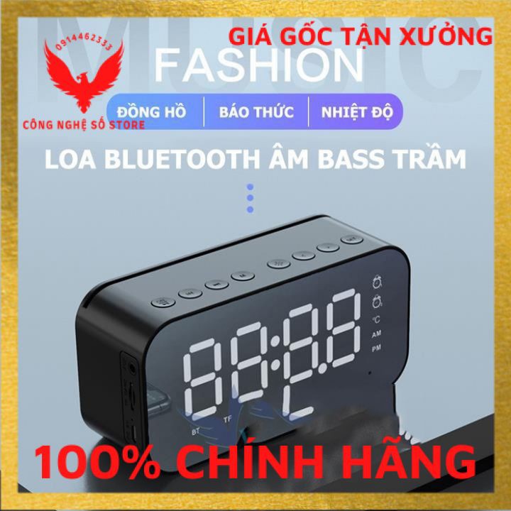 (Hàng có sẵn) Loa Bluetooth Kiêm Đồng Hồ G10 Mặt Gương Hiển Thị Đèn Led - Đài FM - Đồng Hồ Báo