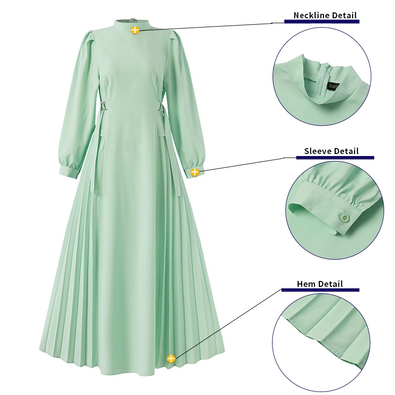 Zanzea Đầm Dài Tay Phồng Đính Nút Thời Trang Dành Cho Nữ