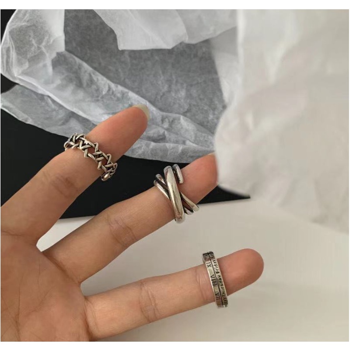 Set 3 nhẫn hở đeo tay phong cách Hip-Hop Ula Shop cá tính mới nhất số La mã Thời trang BN2