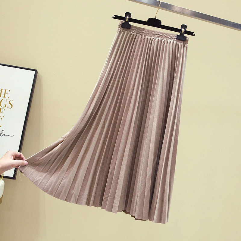 Chân váy lưng cao chất liệu co giãn thời trang mùa thu