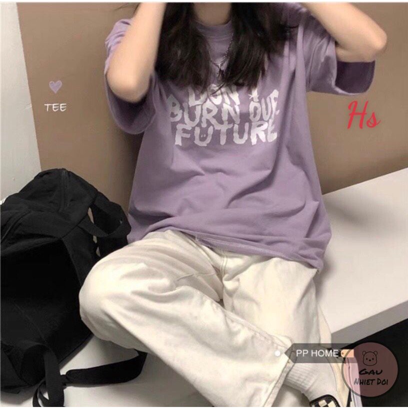 Áo Phông Nam Nữ Kiểu Dáng Unisex Thời Trang Freesize Hai Màu Đen/Tím