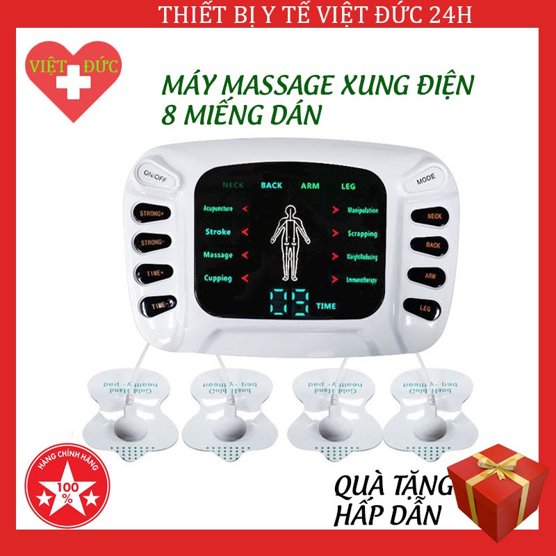 Máy Mát Xa Xung Điện, Máy Massage Trị Liệu 8 Miếng Dán❤️Bảo hành chính hãng❤️