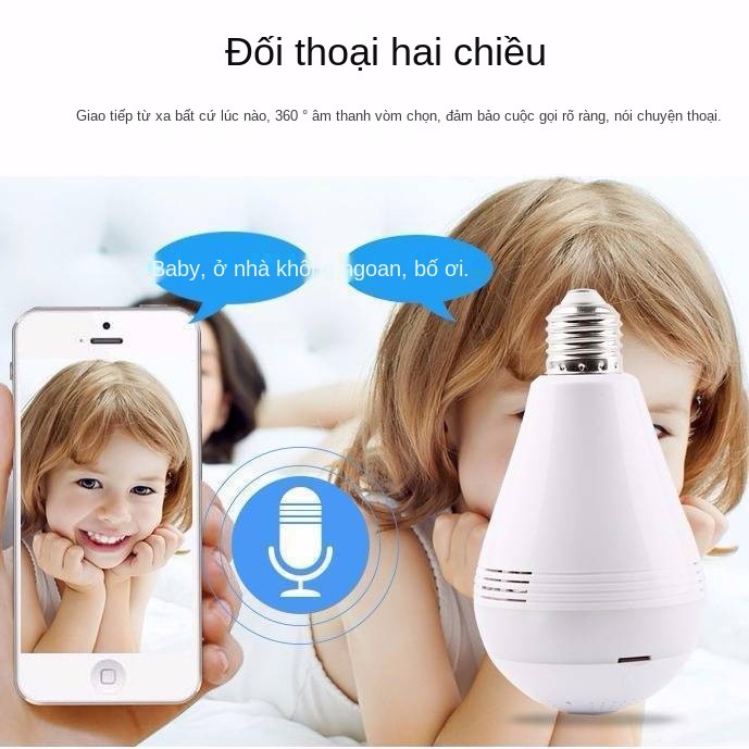 Toàn cảnh bóng đèn không dây wifi camera giám sát nhà mạng điện thoại di động thông minh độ nét cao bộ trong