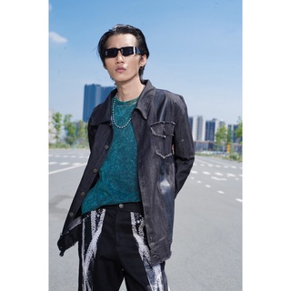 Áo khoác nam denim phối da- [SẢN PHẨM CÓ TRẦY XƯỚC NHẸ PHẦN DA]- OUTLET SALE