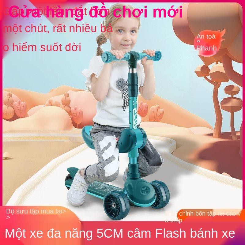 Xe trượt Scooter trẻ em 2-6-8-12 Tuổi Nháy Gấp Ba bánh băng Nam và Nữ bốn