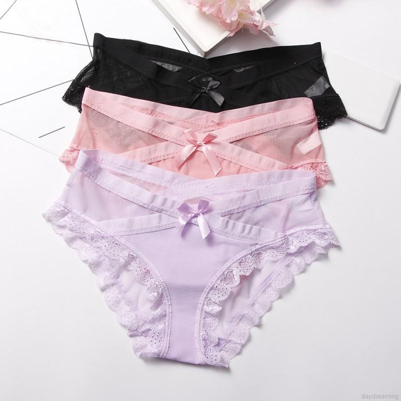 Quần lót cotton lưng thấp màu trơn đơn giản cho nữ