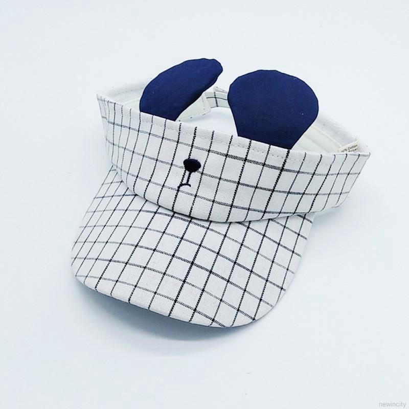 Mũ lưỡi trai tai thỏ hở đầu sọc caro dễ thương đáng yêu dành cho bé