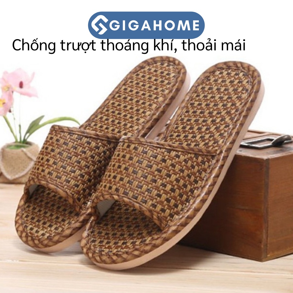 Dép Cói Đan Rơm Đi Trong Nhà, Văn Phòng GIGAHOME Thoáng Khí, Siêu Rẻ 8380
