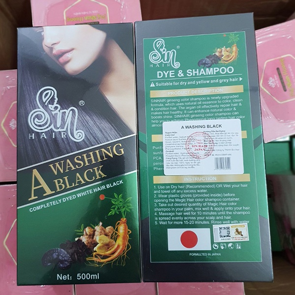 Dầu gội phủ bạc sin hair- dầu gội đen tóc sin hair không hóa chất