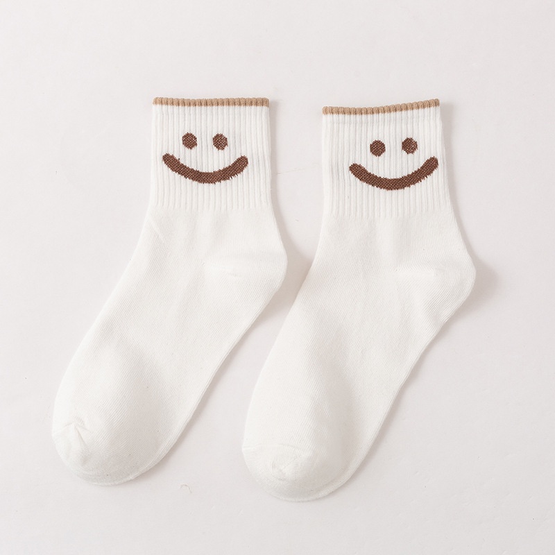 Vớ nữ cotton co giãn họa tiết mặt cười thời trang thu đông
