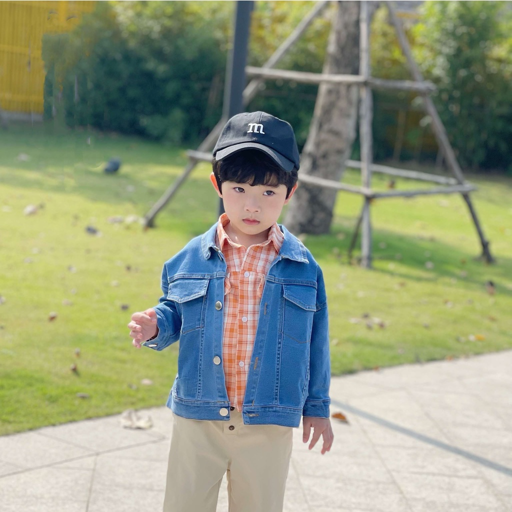 Áo khoác jeans chất bò mềm cho bé trai Magickids Áo khoác thu đông trẻ em giữ ấm  AO21017