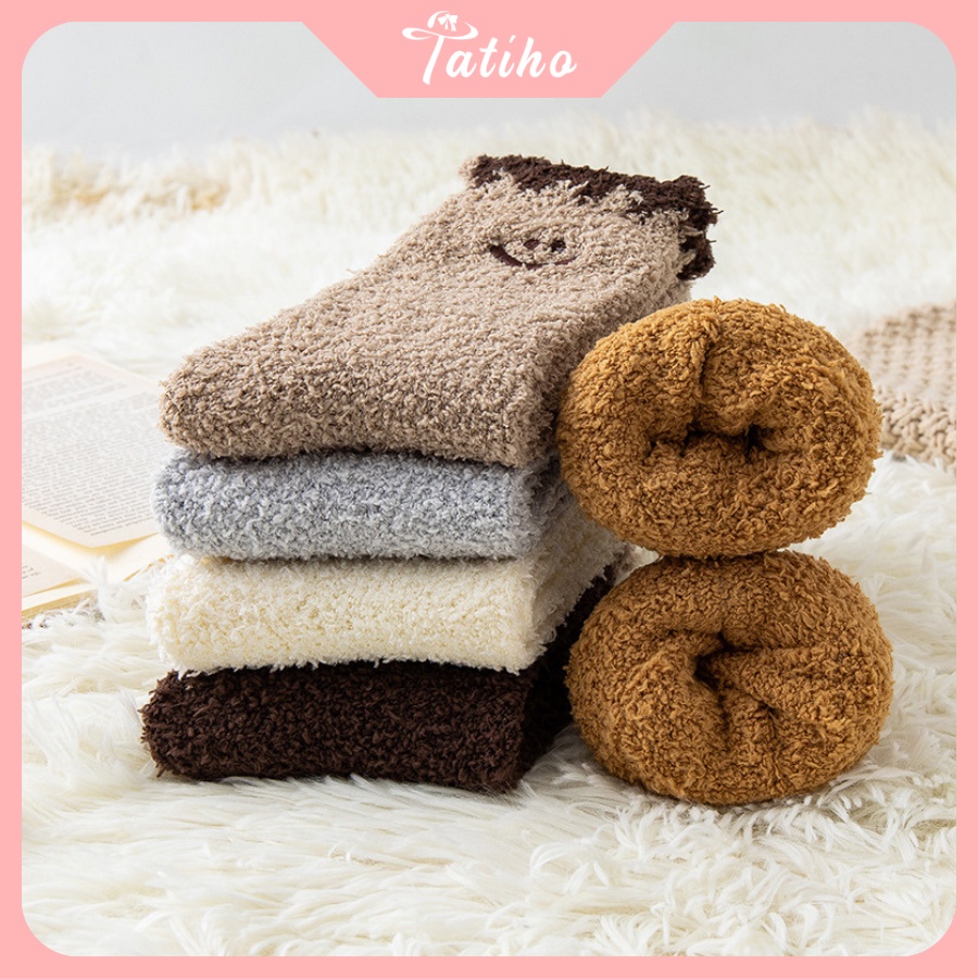 Vớ Tất Len Cổ Cao Họa Tiết Smile Lông Cừu Thời Trang Thu Đông Phong Cách Hàn Quốc - Tatiho - Mã TV020