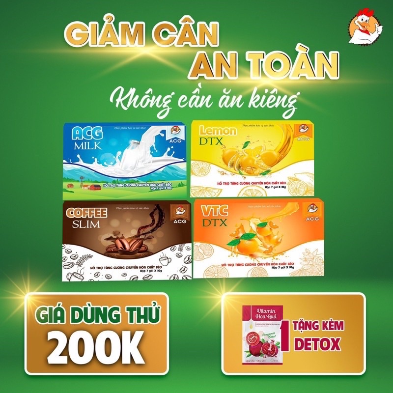 Detox giảm cân vị sữa  ACG giúp eo thon dáng chuẩn tặng kèm khi mua
