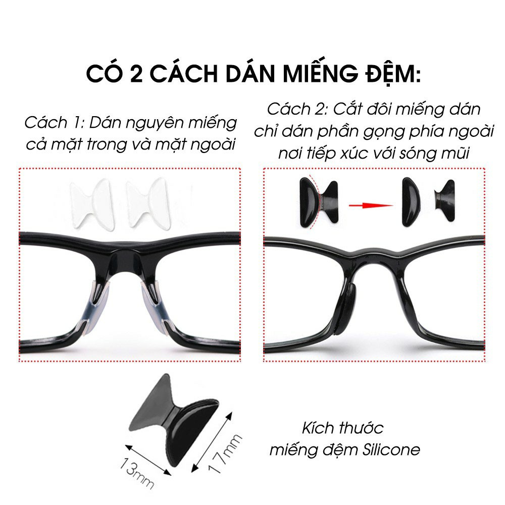 Đệm đỡ mũi chống tuột kính 2 màu, 2 size Emilie eyewear phụ kiện thời trang