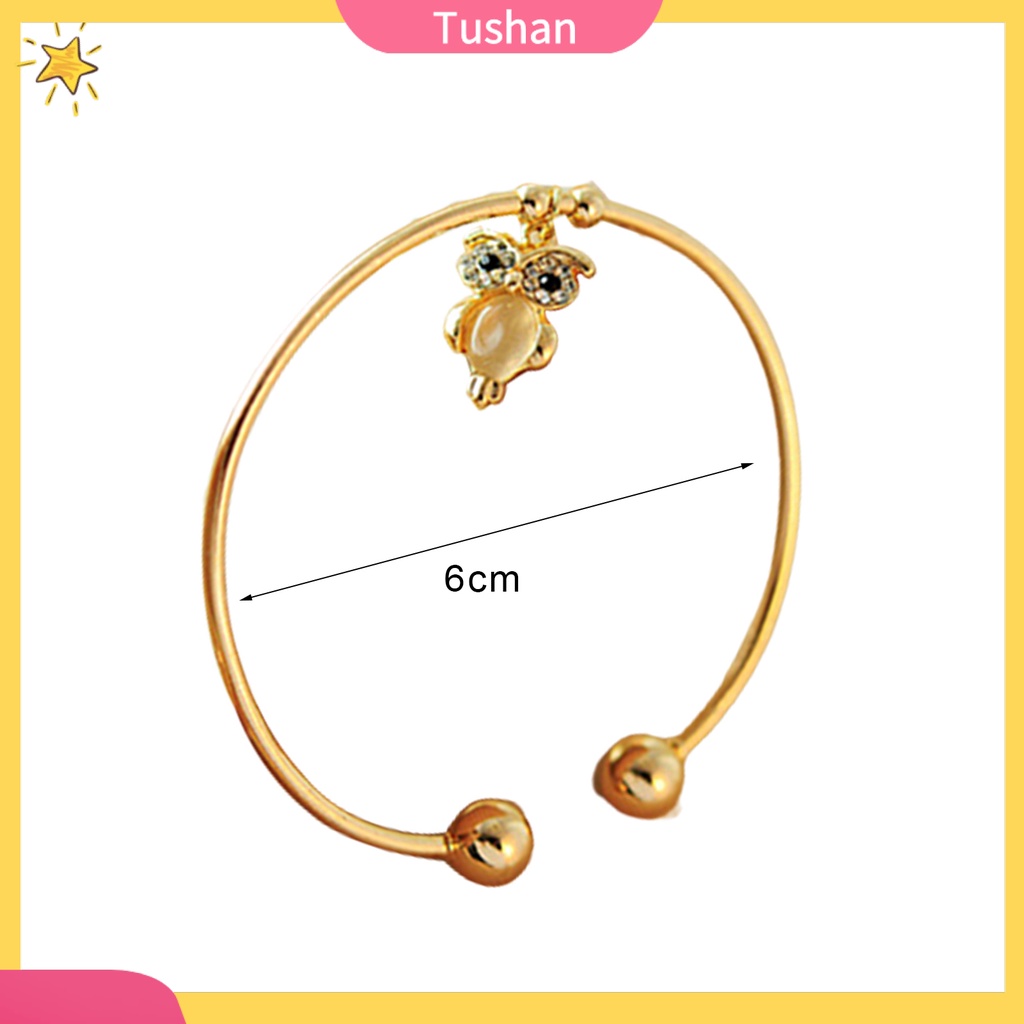 Vòng tay mạ vàng đính đá hình cú mèo đáng yêu