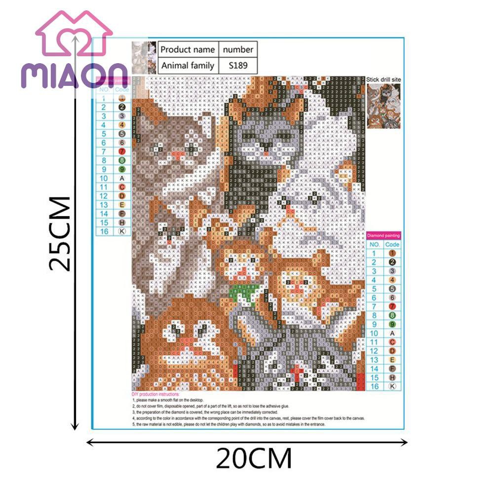 Bộ tranh đính đá 5D DIY hình chú mèo kích thước 20x25cm kèm phụ kiện dành cho trang trí nhà cửa