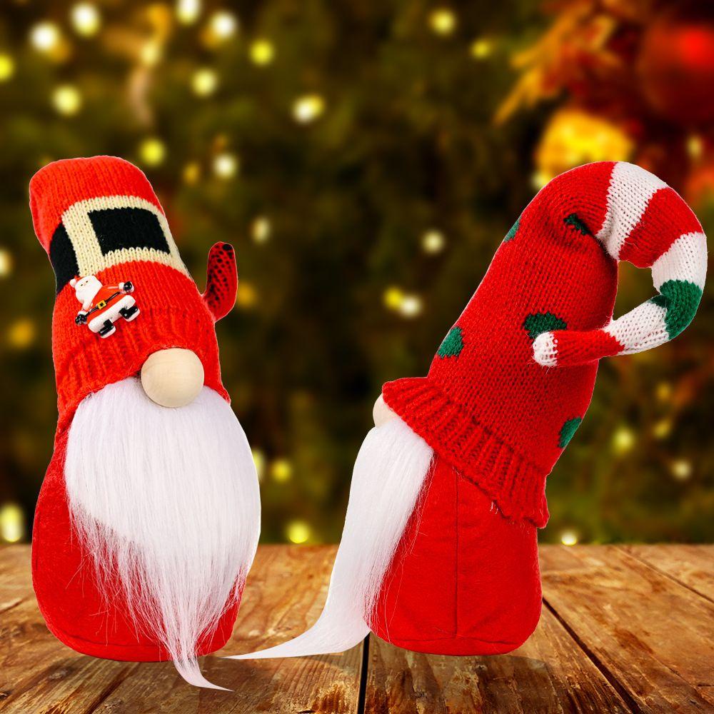 Lakamier Mũ Dệt Kim Màu Đỏ Và Xanh Lá Cây Hình Ông Già Noel Gnome Rudolph Trang Trí Nhà Cửa Giáng Sinh