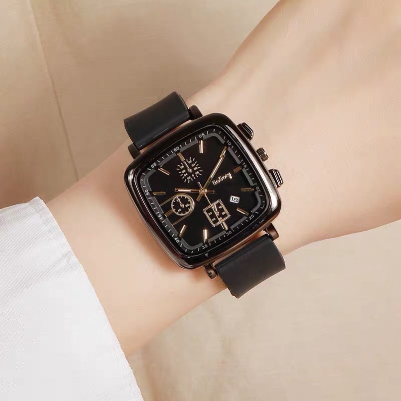 Đồng hồ nam nữ mặt vuông 4cm đẹp sang trọng full box thời trang Hàn Quốc chống nước 3ATM - SULAGOO