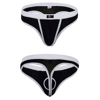 Quần lót nam lọt khe - Quần sịp nam siêu thông thoáng màu trắng màu đen siêu Sexy Lọt khe nam trơn Wang Jiang WJ