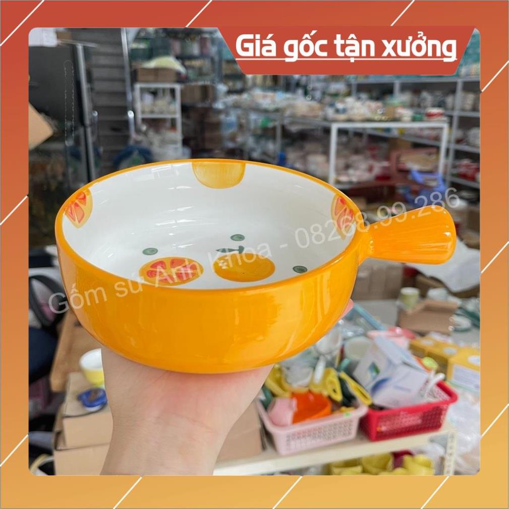Siêu Sale -  Bộ Chén Dĩa Sứ Bát Ăn Cơm Đĩa Sứ Decor cao cấp Bộ bát đĩa màu cam 17 món cute.