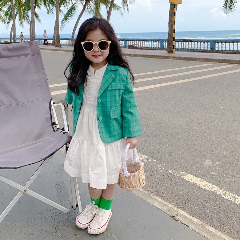 A85- Áo blazer bé gái caro size 90 - 140, quần áo trẻ em quảng châu cao cấp