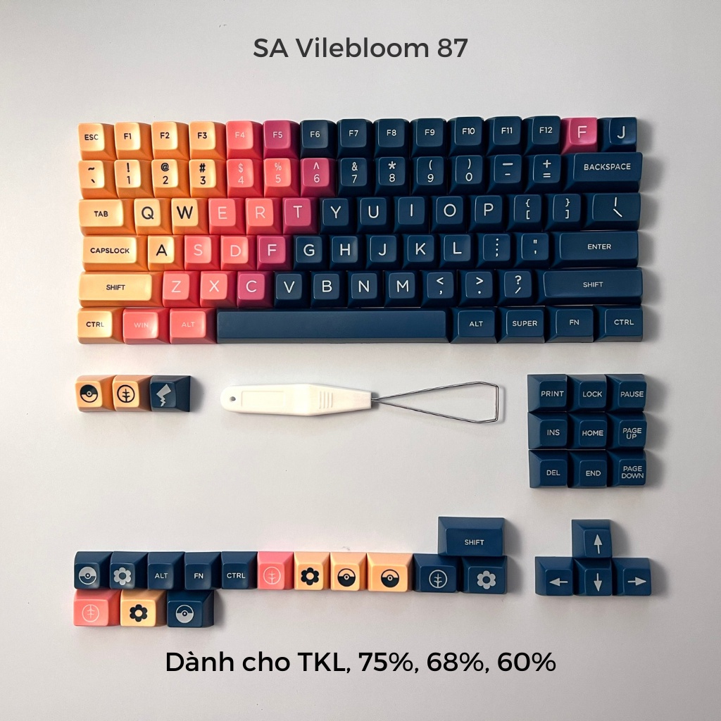 Bộ keycap SA Vilebloom tráng men siêu bền nút bàn phím cơ - Kicap