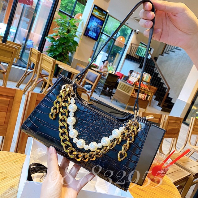 [Mã FAMAYWA2 giảm 10K đơn 50K] Túi 👜 kẹp nách phối Ngoc da rắn siêu sang bản 2020🥰🥰 | BigBuy360 - bigbuy360.vn