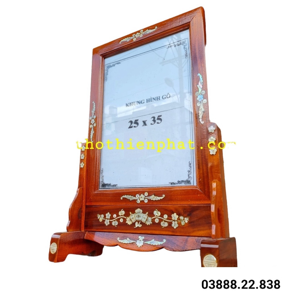 Khung Hình Cẩn Gỗ Tràm Bông Vàng 25×35 Màu Đỏ