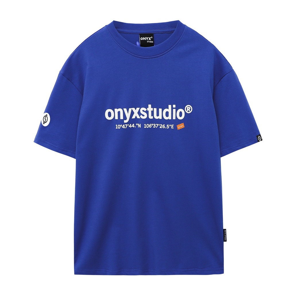 Áo thun Nam Nữ from rộng, Localbrand ONYX LOCATION màu Xanh Dương, 100% cotton 2c thoáng mát OL03