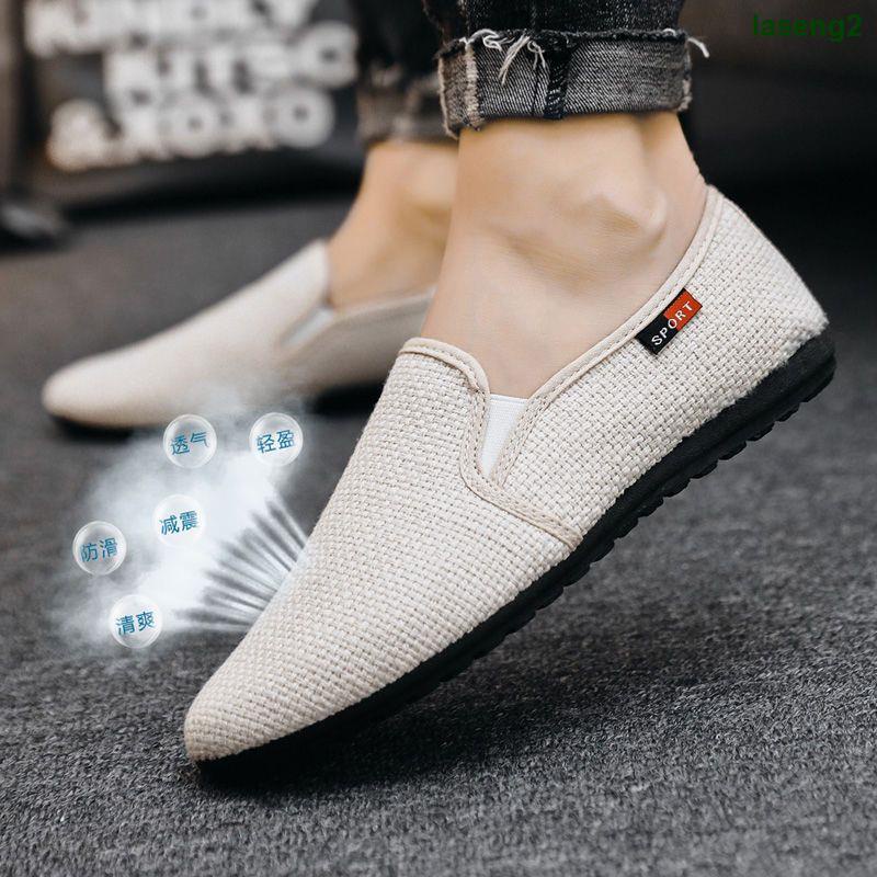 Giày Lười Vải Lanh Thoáng Khí Thời Trang Mùa Hè Cho Nam