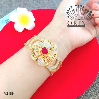 Vòng tay nữ, lắc tay nữ hoa xoáy đỏ bền màu đính đá thiết kế cao cấp Orin V2189