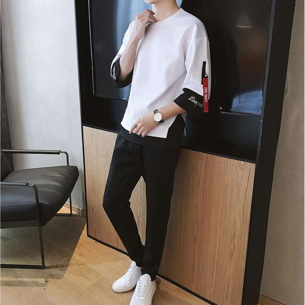 Combo 02 Bộ Quần Áo Thun Nam Cổ Tròn Tay Lỡ Phối Dây In Chữ OFF WHITE Thời Trang MixxStore 2QA NAM 1000024