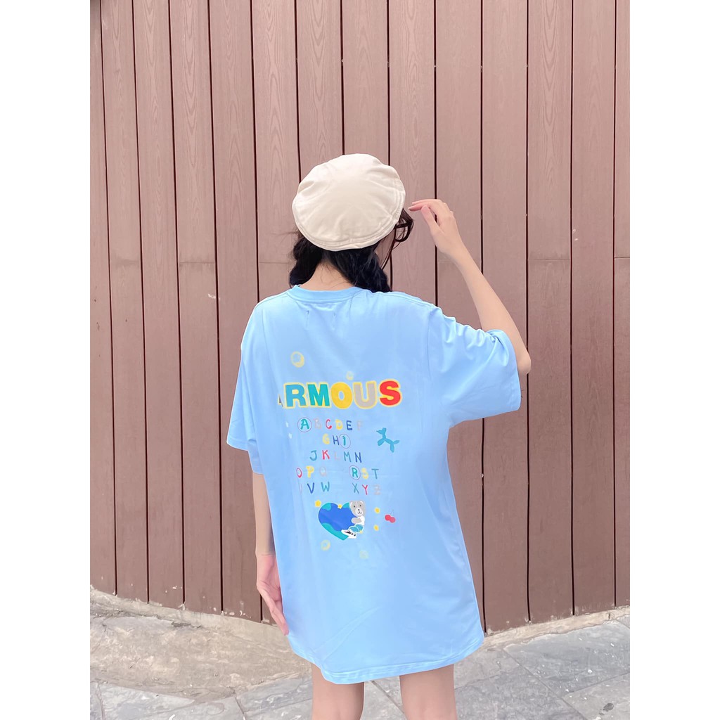 Áo Armous Teddy Alphabet Baby Blue Tay Ngắn