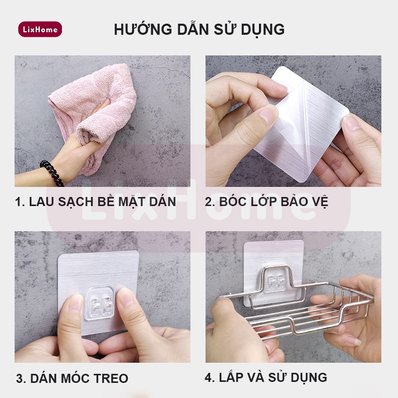 Khay đựng xà phòng dán tường inox không cần khoan đục, giá để xà bông tiện lợi cho phòng tắm - LixHome