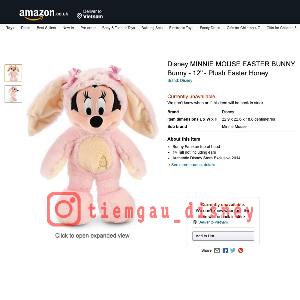 Gấu Bông Mickey, Minnie Phục Sinh có mộc chuẩn Disney