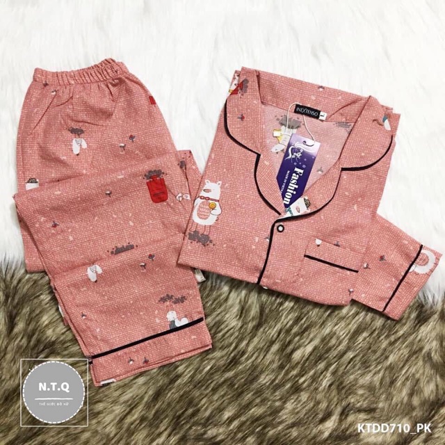 Bộ pijama kate thái tay dài quần dài siêu đẹp giá xưởng | BigBuy360 - bigbuy360.vn