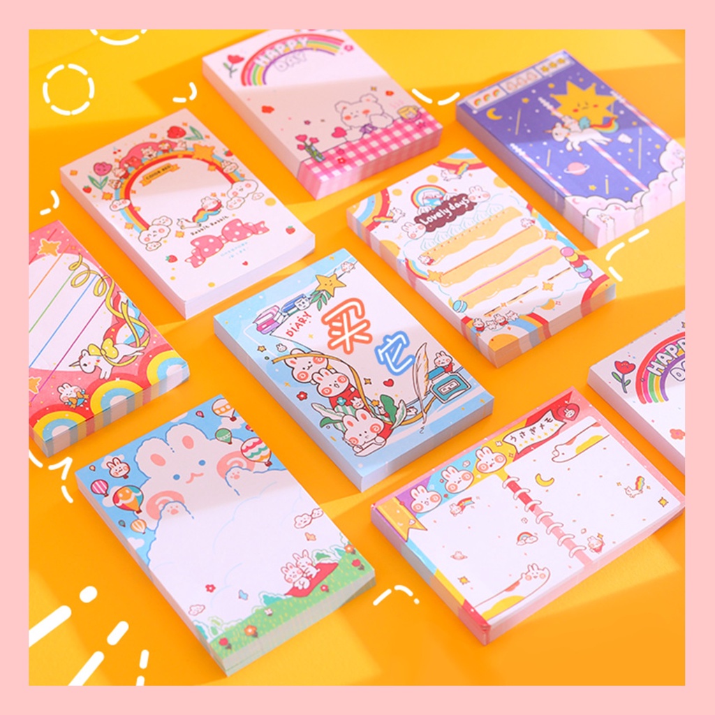 [Phòng Phẩm] Set 100 Giấy Note ghi chú, tệp sticker văn phòng phẩm dễ thương đáng yêu nhiều mẫu mã.