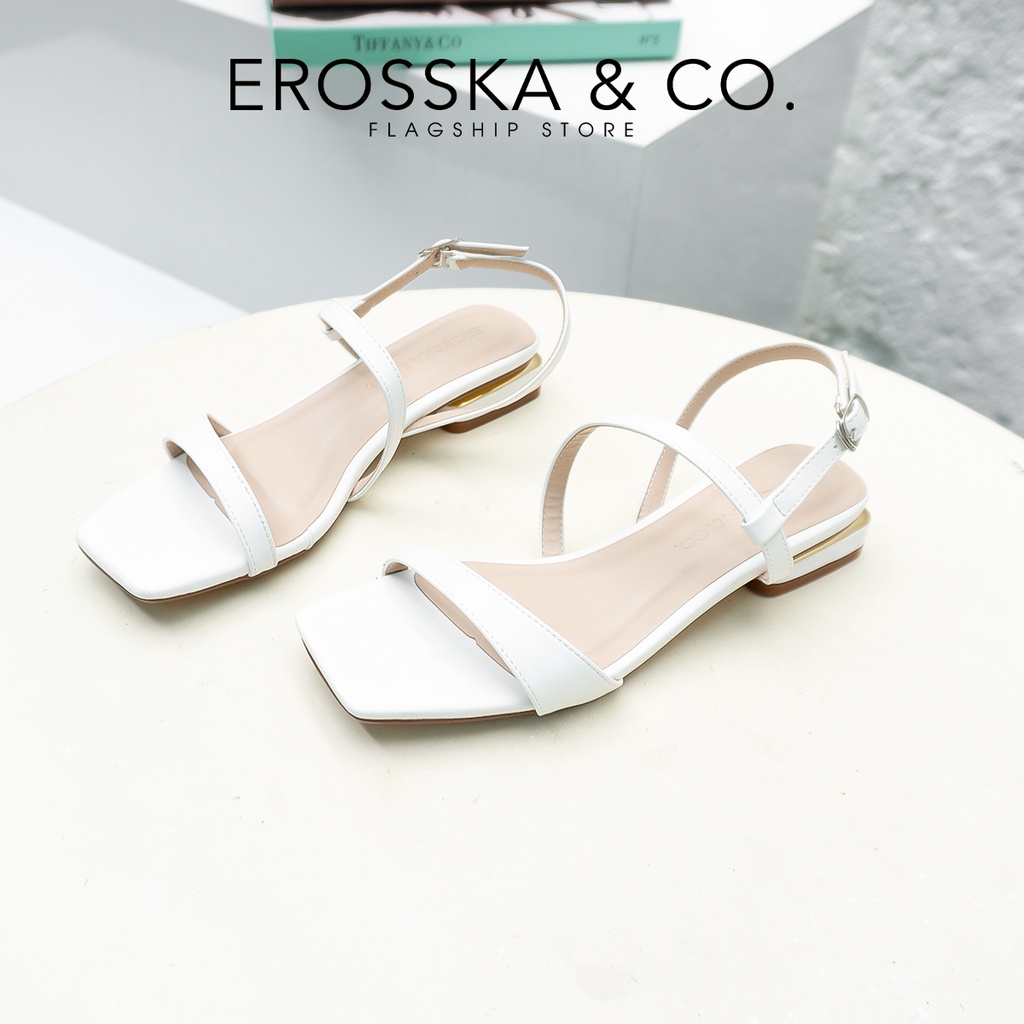 Erosska - Giày sandal cao gót quai mảnh cao 2,5cm màu trắng - EB039