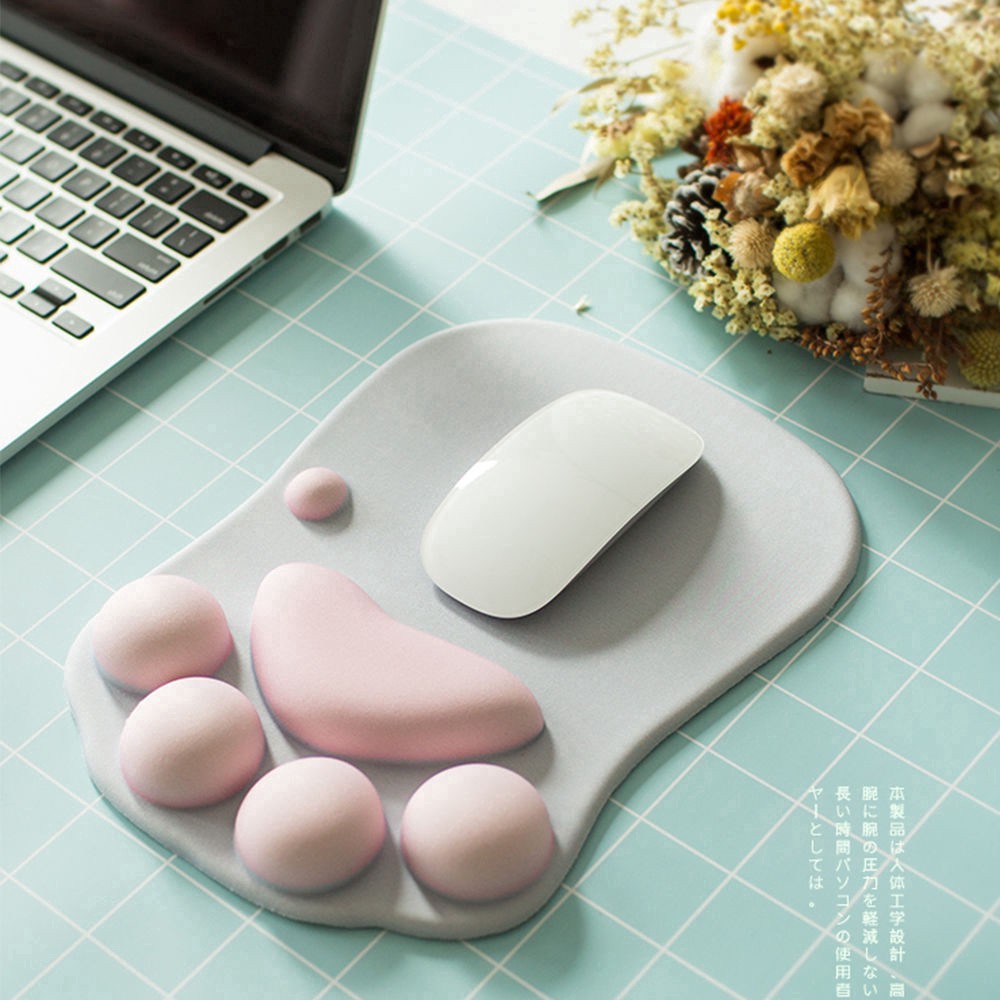 Tấm lót chuột có đệm tay hình bàn chân mèo đáng yêu Bàn Di Chuột Đệm Cổ Tay Bằng Memory Foam Mềm MạiLót chuột Vải Da Màu Sẵc lớn Thoải Mái Họa Tiết Hoạt Hình Dễ Thương Tiện Dụng Cho Bàn Phím / Chuột Máy