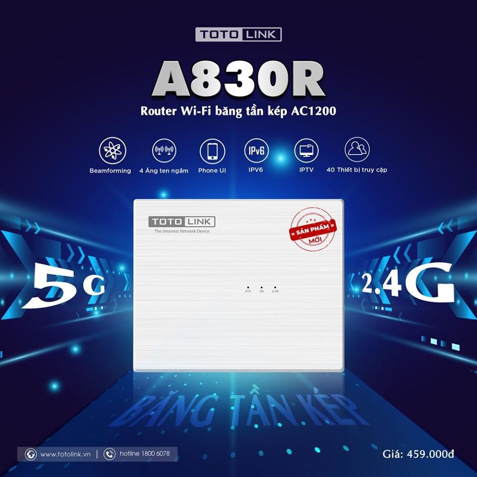 Bộ Phát Wifi Totolink A830R Đẳng Cấp