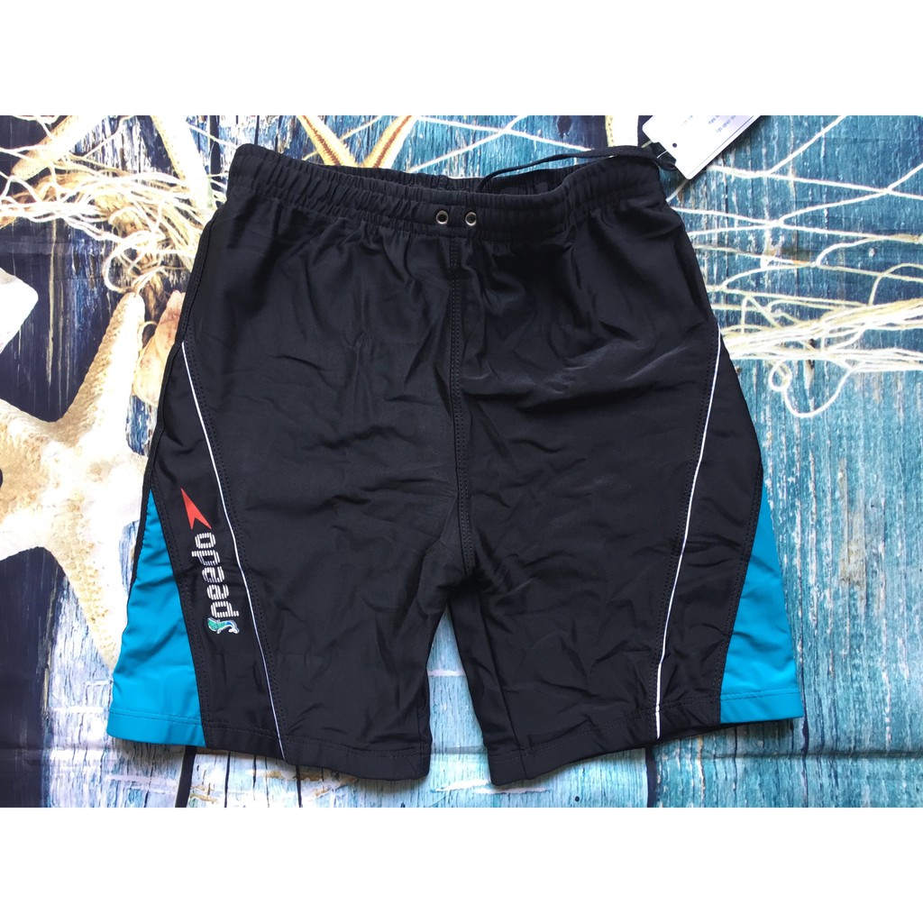 Đồ bơi nam dạng lửng 881 đen phối xanh da