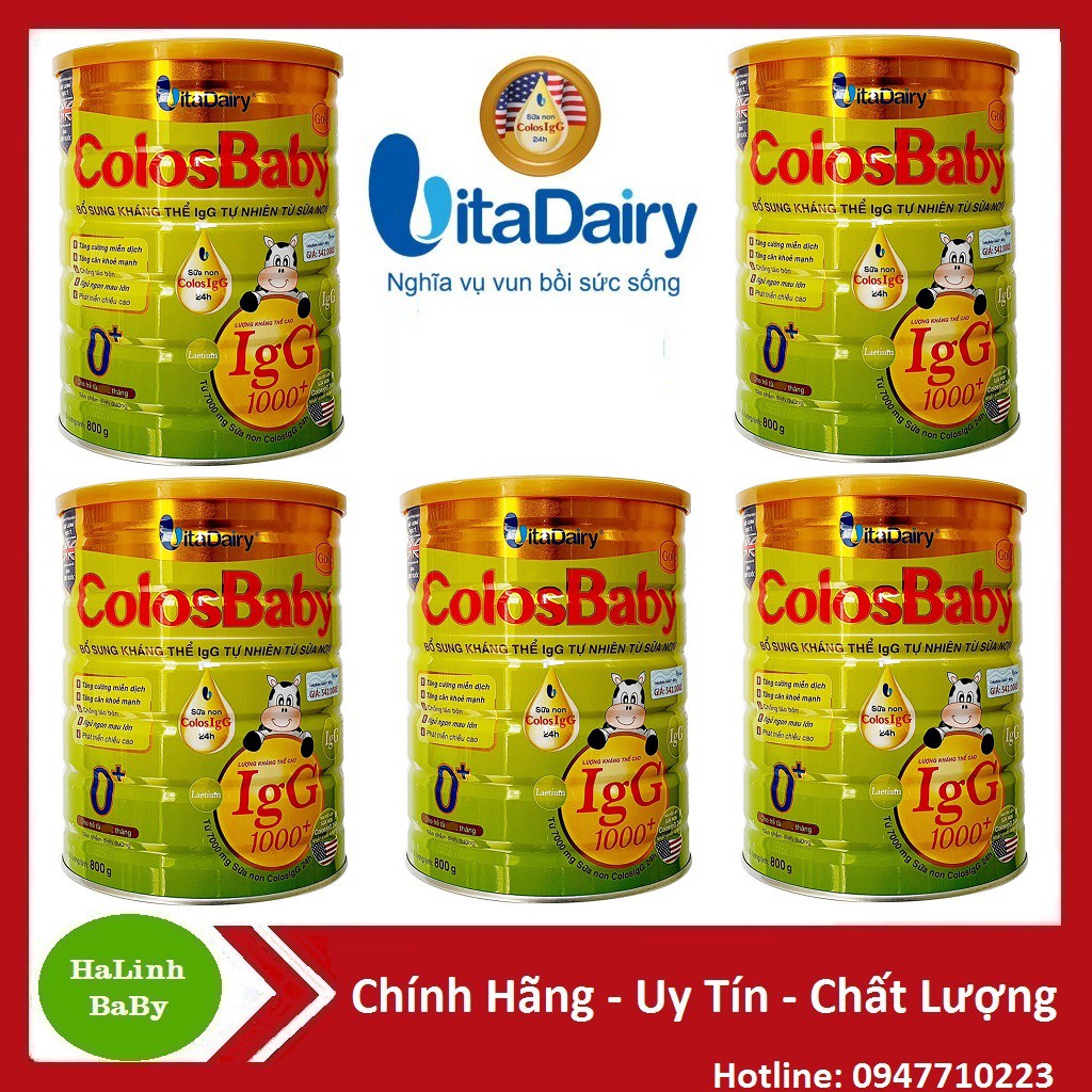 Combo 5 lon sữa bột colosbaby gold 1000igG số 0+,1+,2+ (800g)