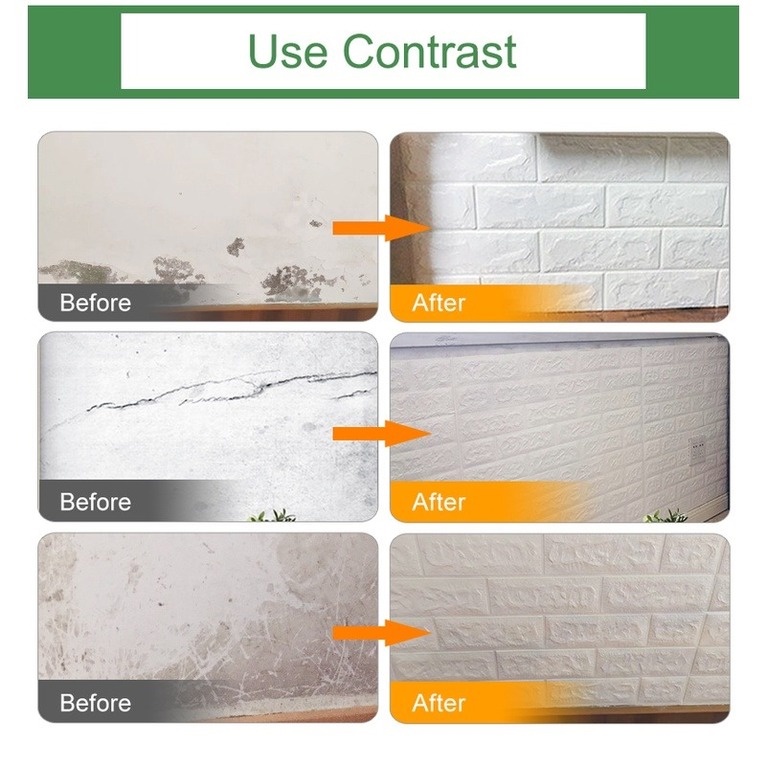 Miếng dán tường giả gạch 3D chống thấm nước trang trí nhà cửa DIY