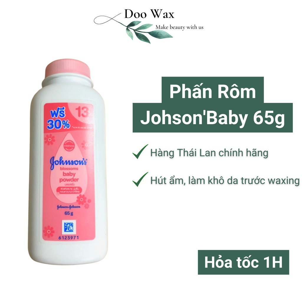 Phấn Rôm Johnson's Baby Powder 65g 100g bôi trước khi wax lông triệt lông tại nhà hàng chính hãng Thái