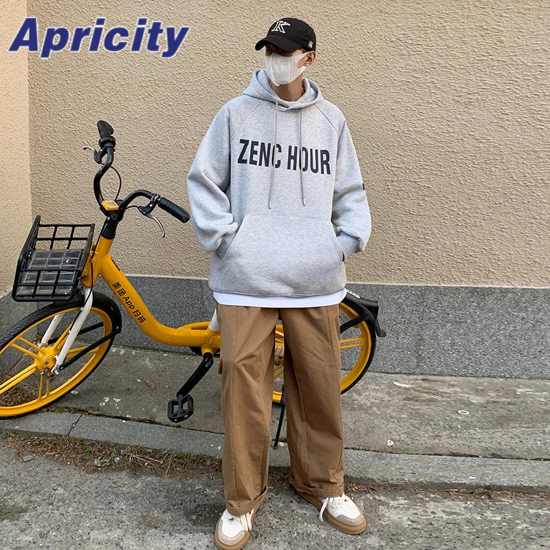 Áo Hoodie Dáng Rộng In Chữ Phong Cách Hàn Quốc Thời Trang Mùa Thu Cho Nam