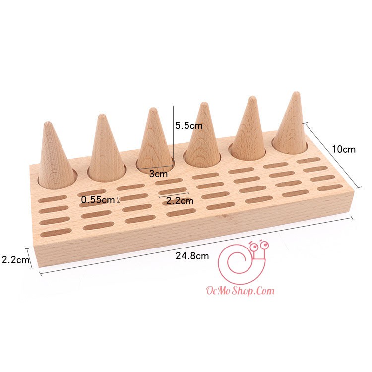 Khay trưng bày trang sức hình nón bằng gỗ soài cao cấp