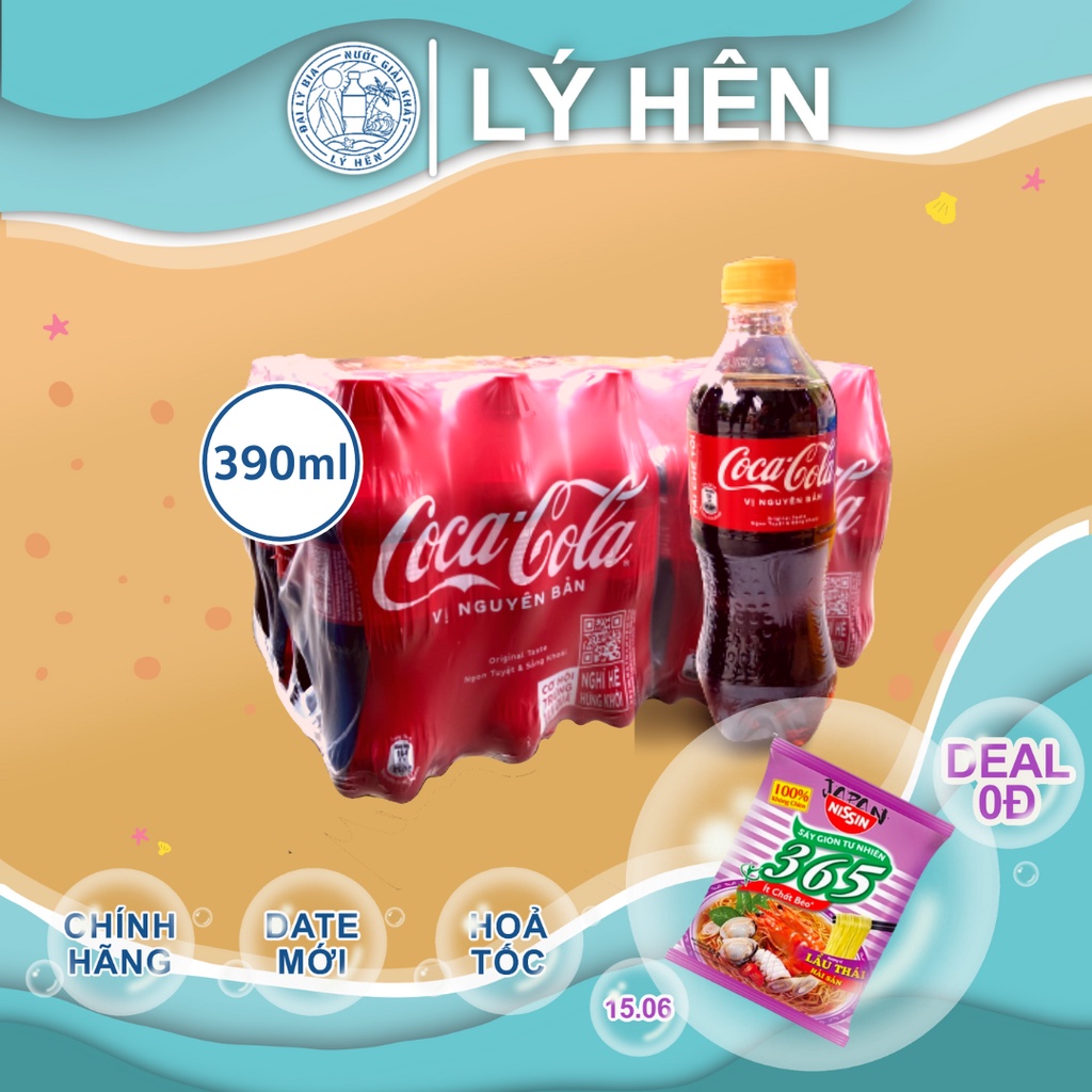 Thùng 24 Nước Ngọt Có Gas Coca Cola Soft Drink Chai Nhựa PEP 390ml Date Luôn Mới